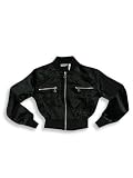 Private Label - Girls Satin Zip Front Jacket, Black Black Shorter Crop Length