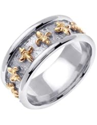 950 Platinum & 18K Gold Two Tone 9mm Celtic Fleur de Lis Ring 4026