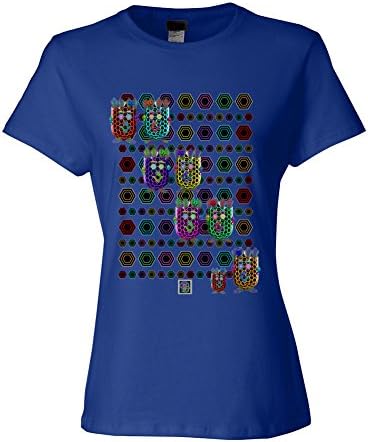 Thinker Collection Women's NanoFam on Hexagons T-Shirt Medium Deep Royal