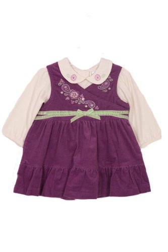Bt Kids Infant Girls 3pc. Purple Corduroy Jumper Set (6-9m)