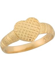 14k Yellow Gold Heart Shaped Unique Design Kids Ring Jewelry
