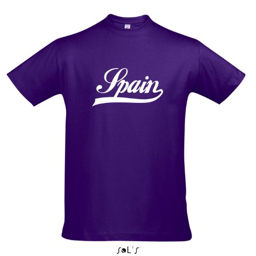T-Shirt Spanien Oldschool Spain LÄNDERSHIRT EM / WM FAN Trikot S-XXL , Dark purple – weiß , S