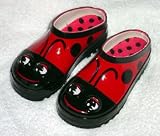 Women's Red and Black Ladybug Waterproof Rubber Rain & Garden Clogs