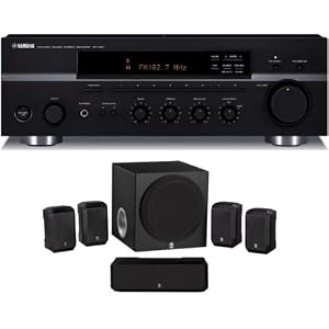Yamaha 100 watt Natural Sound AM / FM Stereo Receiver with 5.1 Channel Advanced YST Home Theater Speaker System - Includes 1 Center Channel, 1 Subwoofer & 4 Satellite Speakers