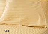 600 Thread Count Sateen Stripe Egyptian Cotton Pillow Case Standard Size (Gold)
