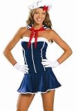 Sailor Girl Pinup Dress Sexy Adult Halloween Costume Skimpy Naughty Pin Up Navy Sailor Chick Outfit
