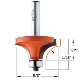 CMT 838.160.11 Roundover Router Bit 1 4 Shank, 1 2 Bearing Diameter, 5 8 Overall Diameter,... by CMT