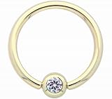 14 karat gold captive ring with clear CZ