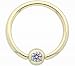 14 karat gold captive ring with clear CZ