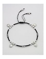 Heart Cotton Waxed Thread Anklet In Zinc