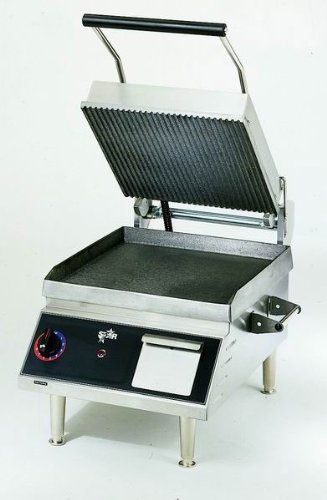 Star Mfg. CG14IEGT Panini Grill Electric Two-Sided Grill 14 Smooth Lower Grill Grooved Upper Grill Iron Plates Thermostatic Controls with Timer Pro-Max Series