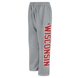 Adidas Wisconsin Badgers Grey Vertical Open Bottom Sweatpants
