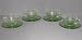 Green Glass Cameo Ballerina Miniture Childs Cup and Saucer Set of 4