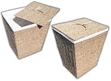 Large Square Seagrass Laundry Basket with Linen Lining