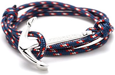 VIRGINSTONE Anchor Fish Hook on Nylon Ropes World Cup Bracelets JAPAN (Silver Plated, Anchor)