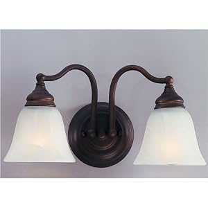 Murray Feiss Two-Light Bristol Vanity Strip, Oil Rubbed Bronze with White Alabaster Glass... by Murray Feiss