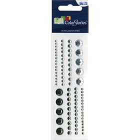 ColorStories Adhesive Gems Assorted Size/Shade 88/Pkg-White (Clear)