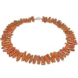 HinsonGayle Stonehenge Flame Red Biwa Pearl Necklace and Earrings Set