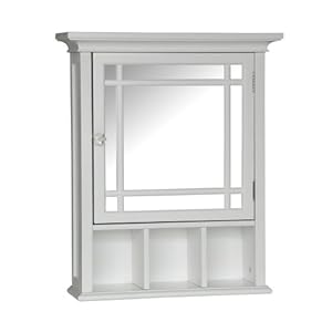 Elite Home Fashions Neal Collection Mirrored Medicine Cabinet White