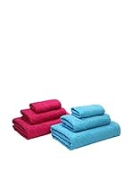 NATURAL Set Toalla 6 Uds. 400 G Isabel (Rosa / Turquesa)