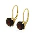 Gold Plated Sterling Silver 8mm Round Lever Back Garnet Earrings