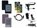 iShoppingdeals - 8 Item Premium Accessories Bundle for Kobo ereader eBook, Black/Pink Soft Silicone Skin + Car Charger + AC Travel Charger + USB Datal Cable + Screen Protector + Fishbone Keychain