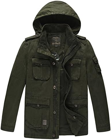 JPD Men's Cotton Winter Puffer Casual With Removable Hood Outwear Jacket M Army Green