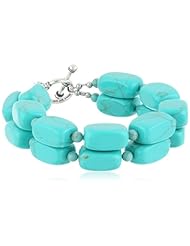 Sterling Silver and Turquoise Double Strand Bead Bracelet, 8"