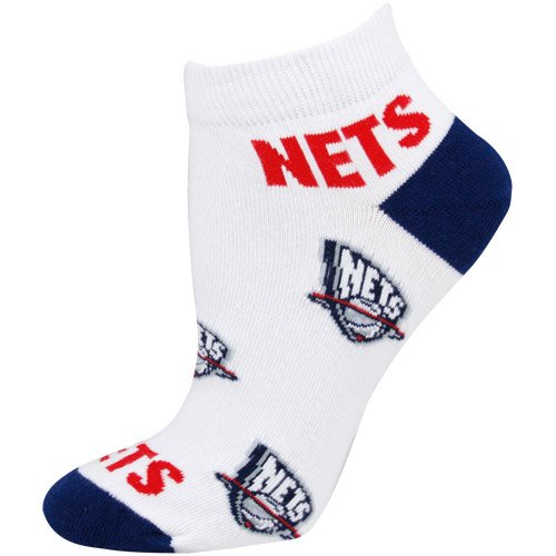 New Jersey Nets Ladies White All Over Team Logo Ankle Socks