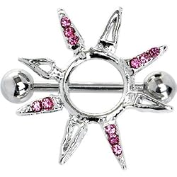 Pink Gem Paved Spike Nipple Shield