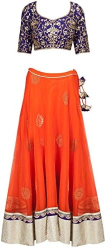 EthnicDresses Orange Women's Engagement Lehenga Choli Plus Size Available