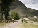 People Walk Near Bridge Supported by Old Incan Stone Pier Photographic Poster Print, 18x24