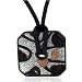 Sterling Silver Dark Purple And Foil Murano Glass Square Donut Necklace Pendant
