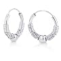 Sterling Silver Wrap Around Bead Bali Style Hoop Earrings