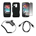 Premium Black Soft Silicone Gel Skin Cover Case + LCD Screen Protector + Rapid Car Charger + USB Data Sync Charge Cable for Samsung Rogue U960