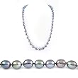 AugustinaJewelry Single Strand 22 Inch 10-11mm Black Oval Shape Freshwater Cultured Pearl Necklace