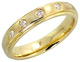 14k Gold Matte Finish Men's Diamond Band, w/ 0.22 Carat Brilliant Cut Diamonds, 3/16 (4.5mm) wide