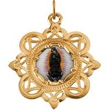 10K Yellow Gold Our Lady Of Guadeloupe Enamel Pendant