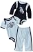 U.S. POLO ASSN. Baby-Boys Newborn Three Piece Creeper Pant Set, Navy/Blue, 0-3 Months