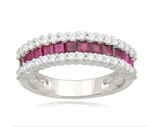 14k White Gold Classic Ruby Diamond Ring (1/3 cttw, I-J Color, SI2 Clarity), Size 7