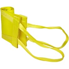 Mazzella WLA1-812 Nylon Attached Eye Web Sling, Wide-Lift, Yellow, 1 Ply, Flat Eyes, Basket Load Capacity