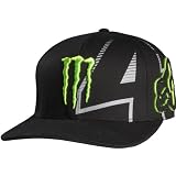 Fox Racing Monster Ricky Carmichael Replica RC4 Youth Boys Flexfit Casual Hat w/ Free B&F Heart Sticker Bundle - Black / One Size