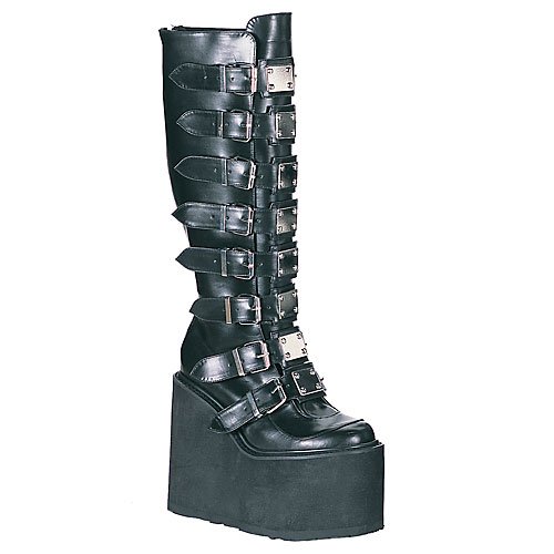 SWING-815 - 5 1 2 Inch Metal Plates Blk Pat Knee Boot