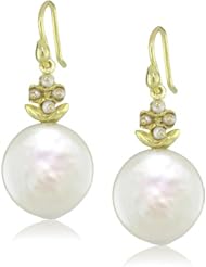 Gabrielle Sanchez White M and M Hand Beaded Pearls Earrings
