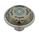 Ceramic Cloisonne Teal Pewter Cabinet Pull Pulls Furniture Drawer Knobs Handles