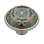 Ceramic Cloisonne Teal Pewter Cabinet Pull Pulls Furniture Drawer Knobs Handles