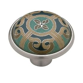 Ceramic Cloisonne Teal Pewter Cabinet Pull Pulls Furniture Drawer Knobs Handles