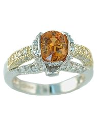 Spessartite Orange Garnet with 1.26 Cttw. Diamonds in 18ky & 14kw Gold