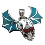 925 Silver Skull w/ Wings Reconstituted Turquoise