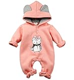 YY-Shop ベビー服 ロンパース フード付き 女の子 新生児 ボディースーツ 男の子 赤ちゃん 出産祝い カバーオール かわいい ベビースーツ 長袖 秋冬 動物柄 暖かい (90cm, 5ピンク*